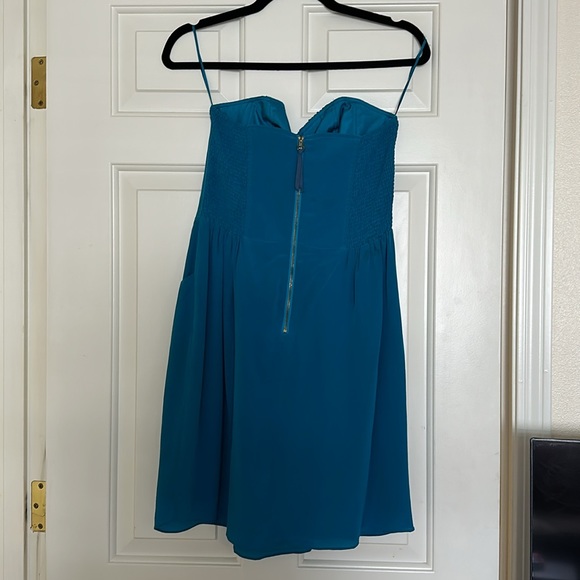 Rebecca Taylor Blue Silk Strapless Dress - Picture 4 of 6